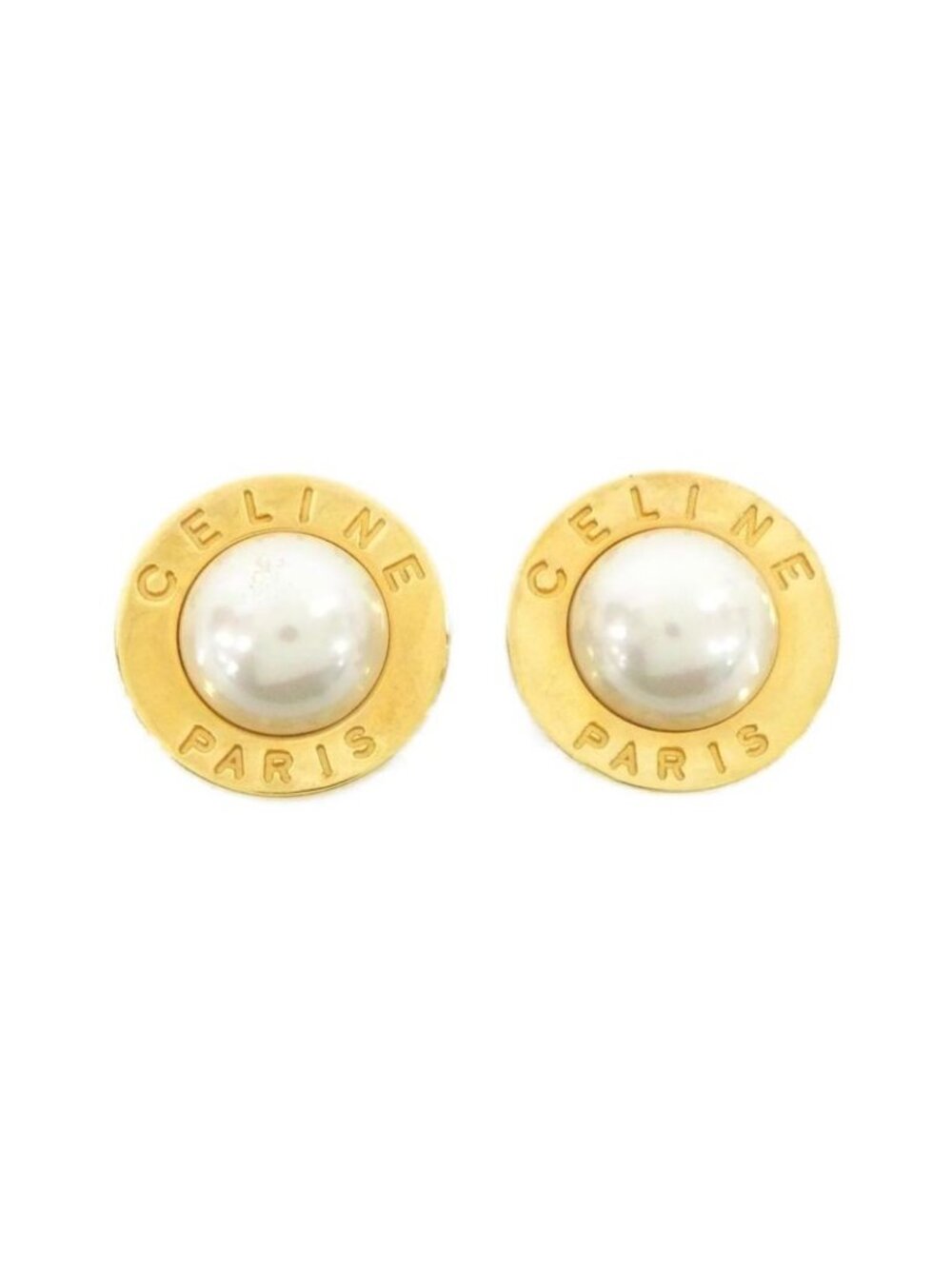 Celine Vintage Earrings White - Picture 1 of 4